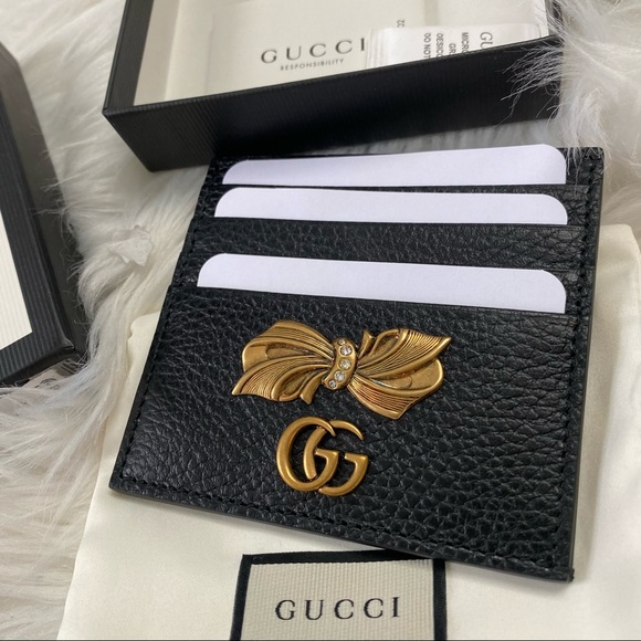 NEW GUCCI Leather Card Case With Bow - Picture 5 of 9